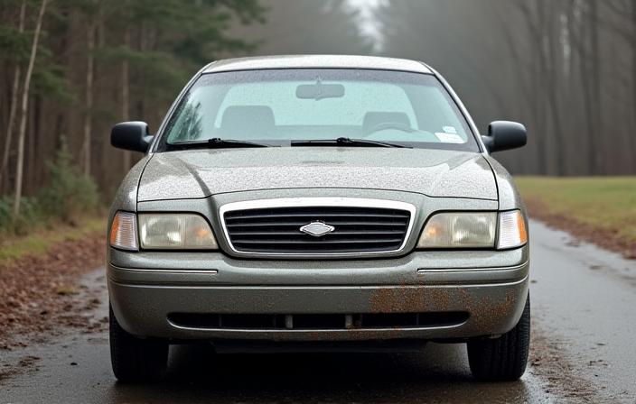 Dirty sedan exterior before washing