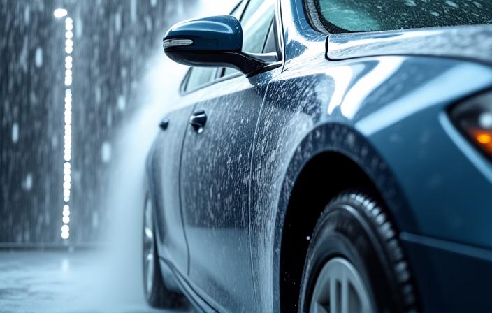 Car undergoing a quick express wash